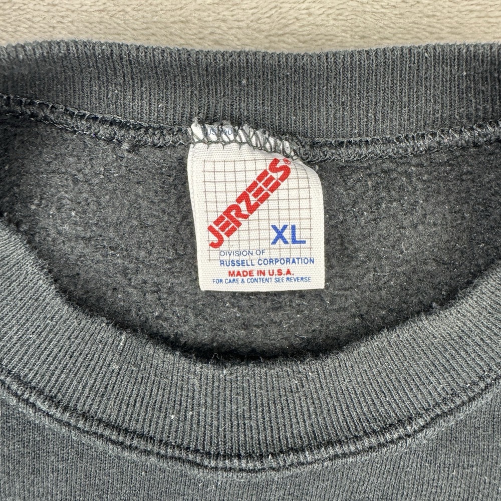 Vintage 90s Jerzees Blank Crewneck Sweatshirt Mens XL USA Made Boxy Black Y2K - Picture 3 of 9